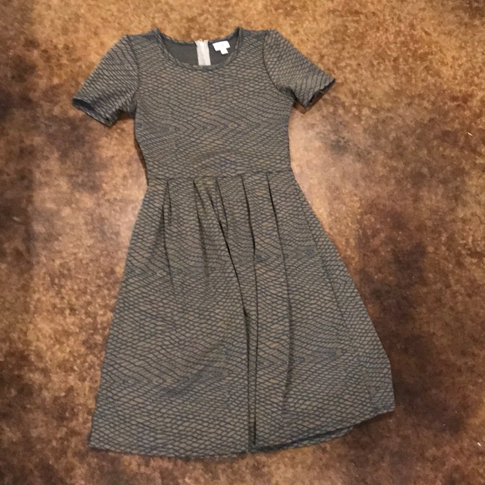 LulaRoe olive green and navy Amelia dress